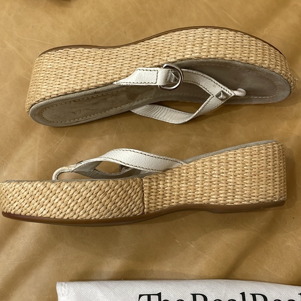 PRADA Women's Straw Wedge Sandals Size 39.5/US 9.5 - Picture 4 of 8